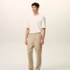 Pantaloni din lână bej cu talie elastică Pantaloni din lână bej cu talie elastică