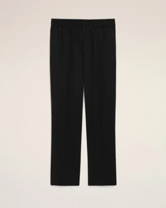 Pantaloni din lână neagră cu talie elastică