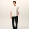 Pantaloni din lână neagră cu talie elastică Pantaloni din lână neagră cu talie elastică