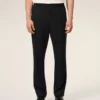 Pantaloni din lână neagră cu talie elastică Pantaloni din lână neagră cu talie elastică