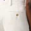 Pantaloni drepți cu talie joasă din amestec de in alb