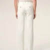 Pantaloni drepți din in amestecat, de culoare albă Pantaloni drepți din in amestecat, de culoare albă