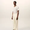 Pantaloni drepți din lână albă Pantaloni drepți din lână albă