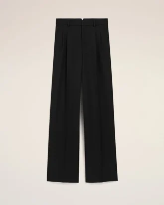 Pantaloni drepți din lână neagră