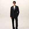 Pantaloni drepți din lână neagră Pantaloni drepți din lână neagră