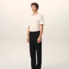 Pantaloni drepți din lână neagră