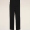 Pantaloni drepți din lână neagră
