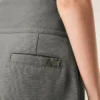 Pantaloni gri din lână nouă, cu centură înfășurată
