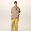 Pantaloni largi cu talie joasă din lână nouă galbenă Pantaloni largi cu talie joasă din lână nouă galbenă