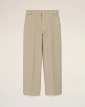 Pantaloni largi din bumbac bej