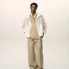 Pantaloni largi din bumbac bej