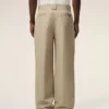 Pantaloni largi din bumbac bej