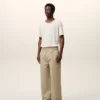 Pantaloni largi din bumbac bej