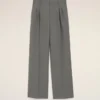 Pantaloni largi din lână nouă, de culoare gri, cu talie joasă Pantaloni largi din lână nouă, de culoare gri, cu talie joasă