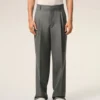 Pantaloni largi din lână nouă, de culoare gri, cu talie joasă Pantaloni largi din lână nouă, de culoare gri, cu talie joasă