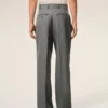 Pantaloni largi din lână nouă, de culoare gri, cu talie joasă Pantaloni largi din lână nouă, de culoare gri, cu talie joasă