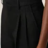 Pantaloni largi din lână nouă, de culoare neagră, cu talie joasă Pantaloni largi din lână nouă, de culoare neagră, cu talie joasă