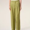 Pantaloni largi din lână nouă, de culoare verde, cu talie joasă Pantaloni largi din lână nouă, de culoare verde, cu talie joasă