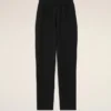 Pantaloni negri din amestec de in, cu talie elastică