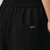 Pantaloni negri din amestec de in, cu talie elastică