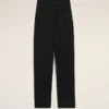 Pantaloni negri din lână nouă, cu centură înfășurată
