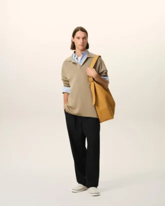 Pantaloni negri din lână nouă, cu talie elastică