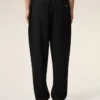 Pantaloni negri din lână nouă, cu talie elastică