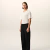 Pantaloni negri din lână nouă, cu talie elastică