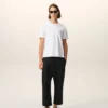 Pantaloni negri oversized din bumbac, croi carot