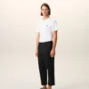 Pantaloni negri oversized din bumbac, croi carot