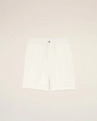 Pantaloni scurți Ami de Coeur din amestec de in, de culoare bej, cu talie elastică