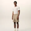 Pantaloni scurți Ami de Coeur din bumbac bej, cu talie elastică