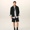 Pantaloni scurți Ami de Coeur din bumbac negru, cu talie elastică Pantaloni scurți Ami de Coeur din bumbac negru, cu talie elastică