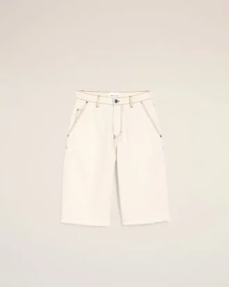 Pantaloni scurți din bumbac alb, croi larg