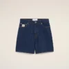 Pantaloni scurți din bumbac albastru cu eticheta Ami Paris Heritage