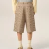 Pantaloni scurți din lână maro cu carouri Prince of Wales Pantaloni scurți din lână maro cu carouri Prince of Wales