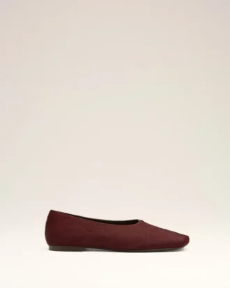 Pantofi bicolori din piele burgundă