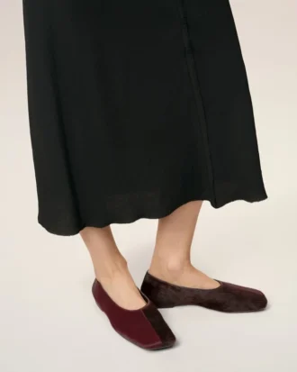 Pantofi bicolori din piele burgundă
