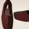 Pantofi bicolori din piele burgundă