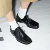 Pantofi derby din piele de vacă neagră Pantofi derby din piele de vacă neagră