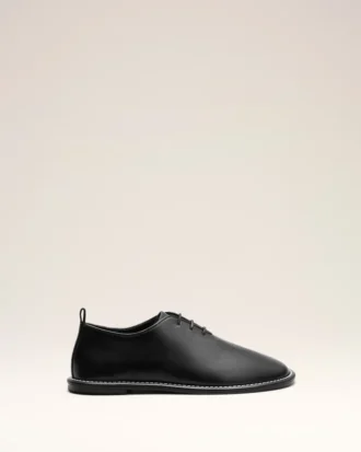 Pantofi derby midi din piele de vacă neagră