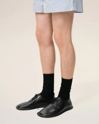Pantofi derby midi din piele de vacă neagră