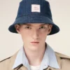 Pălărie din bumbac denim albastru cu patch Ami Paris Heritage Pălărie din bumbac denim albastru cu patch Ami Paris Heritage