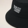 Pălărie din bumbac negru cu broderie „Thank You for Being a Friend” Pălărie din bumbac negru cu broderie „Thank You for Being a Friend”