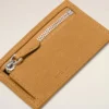 Portcard cu fermoar Carrousel din piele de vacă galbenă