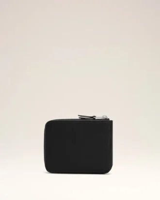 Portofel compact Ami de Coeur din piele de vacă neagră