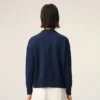 Pulover albastru din lână și bumbac cu guler rotund Ami de Coeur Sweater Pulover albastru din lână și bumbac cu guler rotund Ami de Coeur Sweater