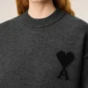 Pulover Ami de Coeur cu guler rotund din lână gri Pulover Ami de Coeur cu guler rotund din lână gri