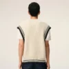 Pulover fără mâneci Ami de Coeur Sweater din lână cu nervuri, alb Pulover fără mâneci Ami de Coeur Sweater din lână cu nervuri, alb