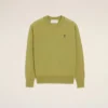Pulover verde din lână cu guler rotund Ami de Coeur Sweater